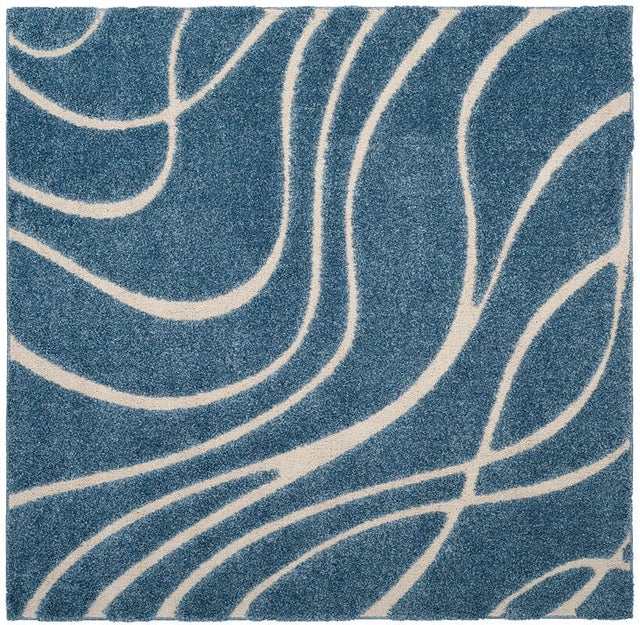 Safavieh Florida Shag Sg471 - 6011 Light Blue / Cream Rugs - Safavieh - sg471 - 6011 - 7sq