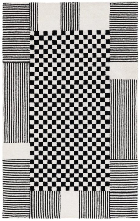 Safavieh Genre 4'-0" x 6'-0" Rug in Black / Ivory
