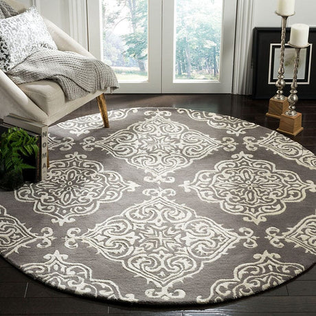 Safavieh Glamour Glm568D Dark Grey / Ivory Rugs - Safavieh - glm568d - 6sq
