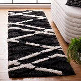 Safavieh Hi-Lo Shag 2'-2" x 8'-0" Rug in Charcoal / Ivory