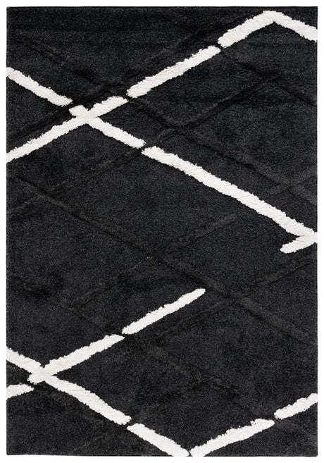Safavieh Hi-Lo Shag 4'-0" x 6'-0" Rug in Charcoal / Ivory