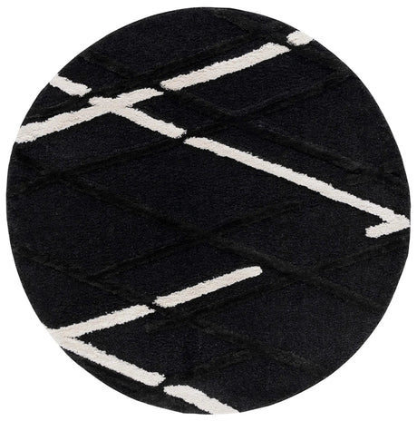Safavieh Hi-Lo Shag 6'-7" x 6'-7" Rug in Charcoal / Ivory