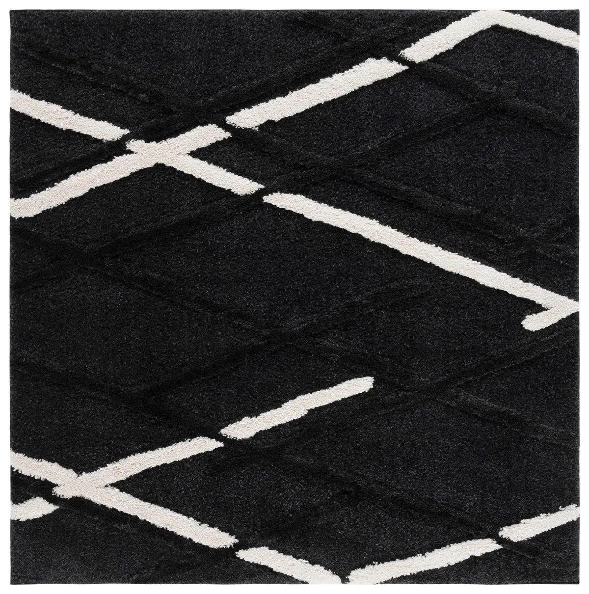 Safavieh Hi-Lo Shag 6'-7" x 6'-7" Rug in Charcoal / Ivory