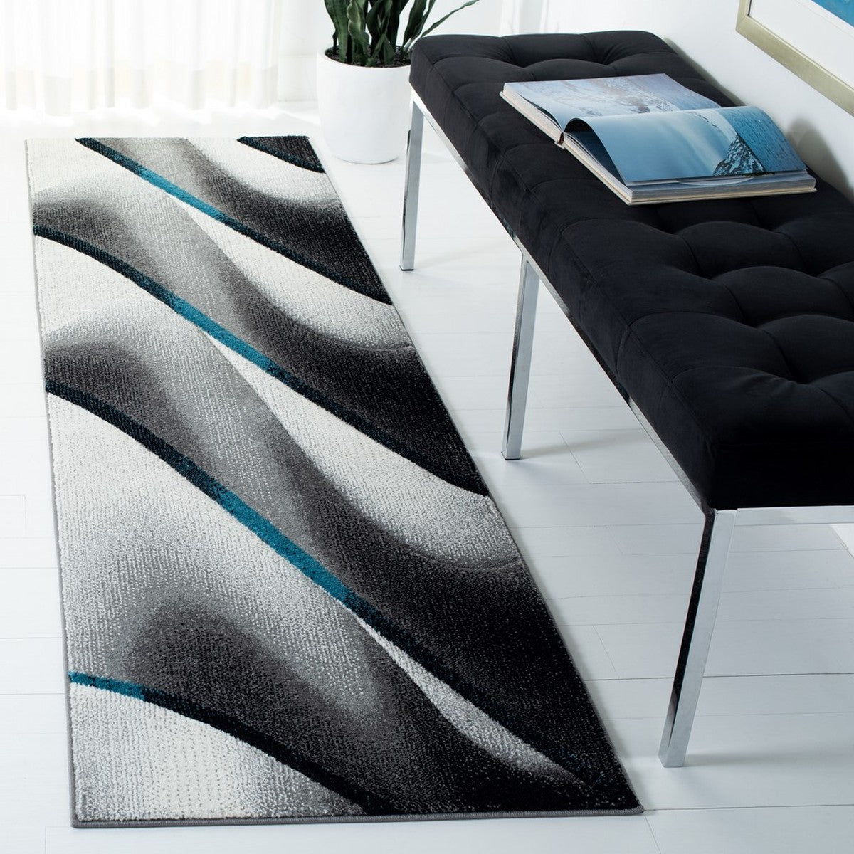 Safavieh Hollywood Hlw712F Grey/Blue Rug - Safavieh - hlw712f - 4r