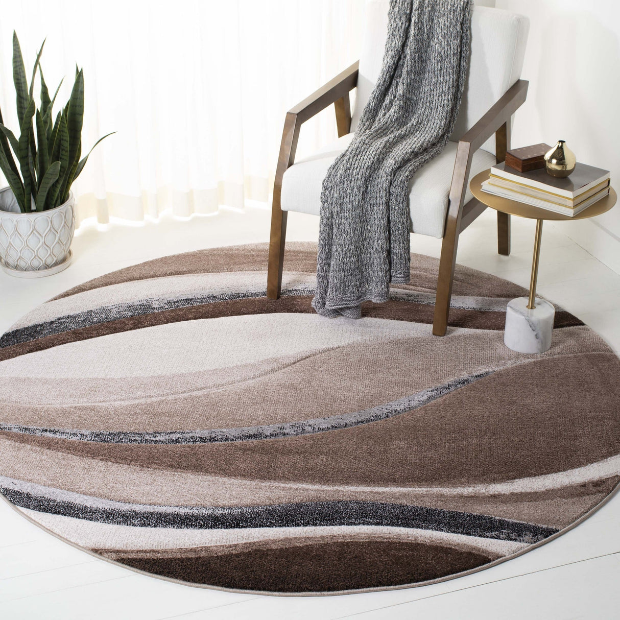 Safavieh Hollywood Hlw718P Brown/Ivory Rug - Safavieh - hlw718p - 7r