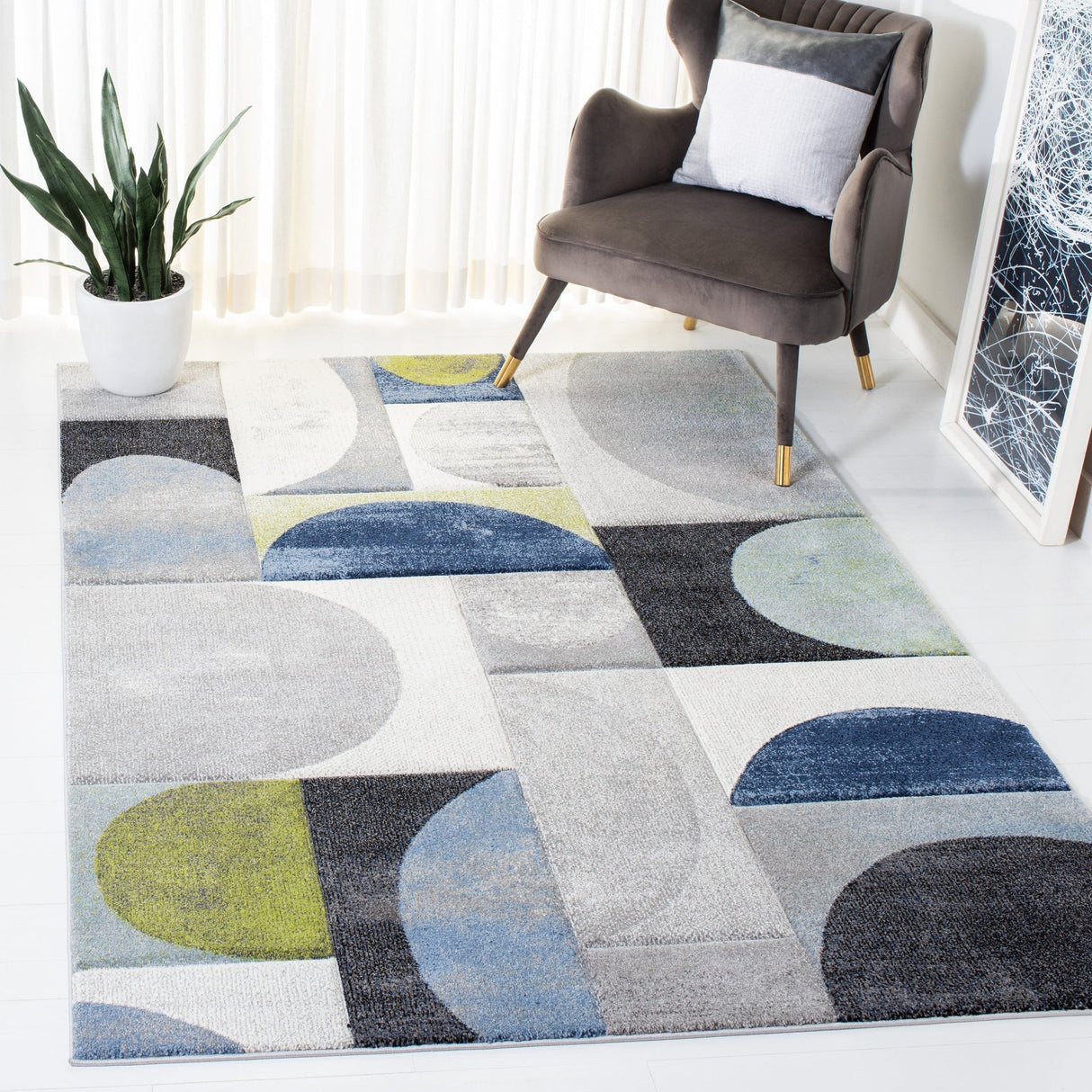 Safavieh Hollywood Hlw798F Grey/Blue Rug - Safavieh - hlw798f - 4