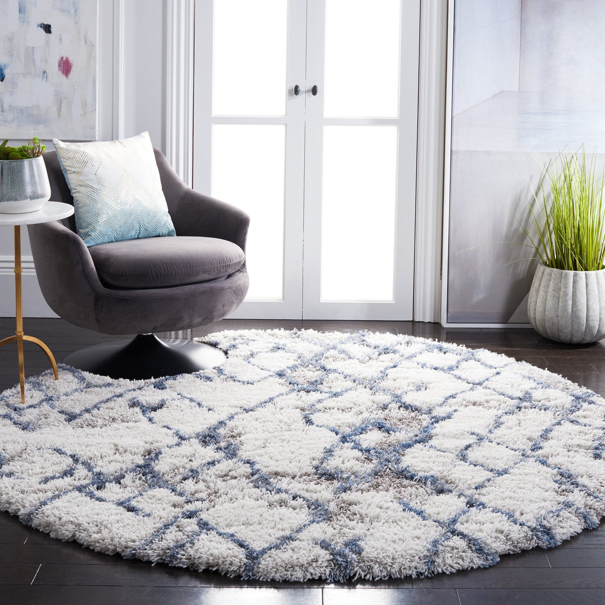 Safavieh Horizon Shag Hzn894M Ivory/Blue Rugs - Safavieh - hzn894m - 7r