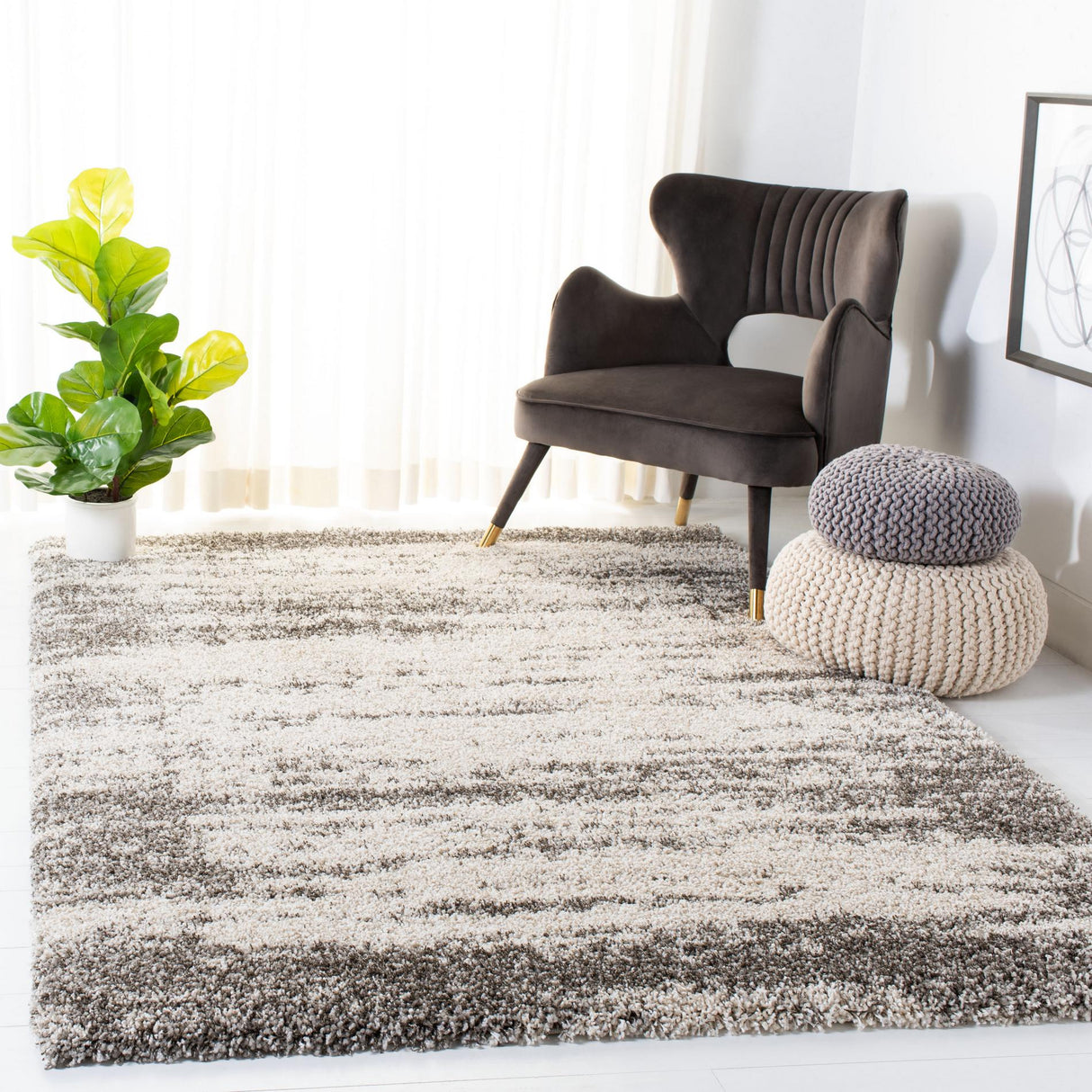 Safavieh Hudson Shag Sgh203A Ivory/Grey Rugs - Safavieh - sgh203a - 4