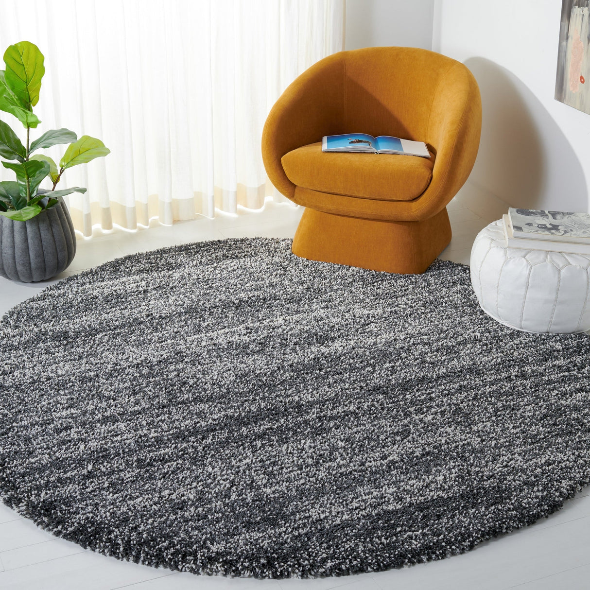 Safavieh Hudson Shag Sgh295F Dark Grey/Ivory Rugs - Safavieh - sgh295f - 7r