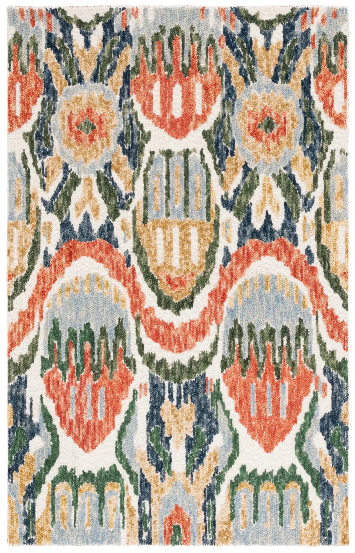 Safavieh Ikat 4'-0" x 6'-0" Rug in Green / Rust
