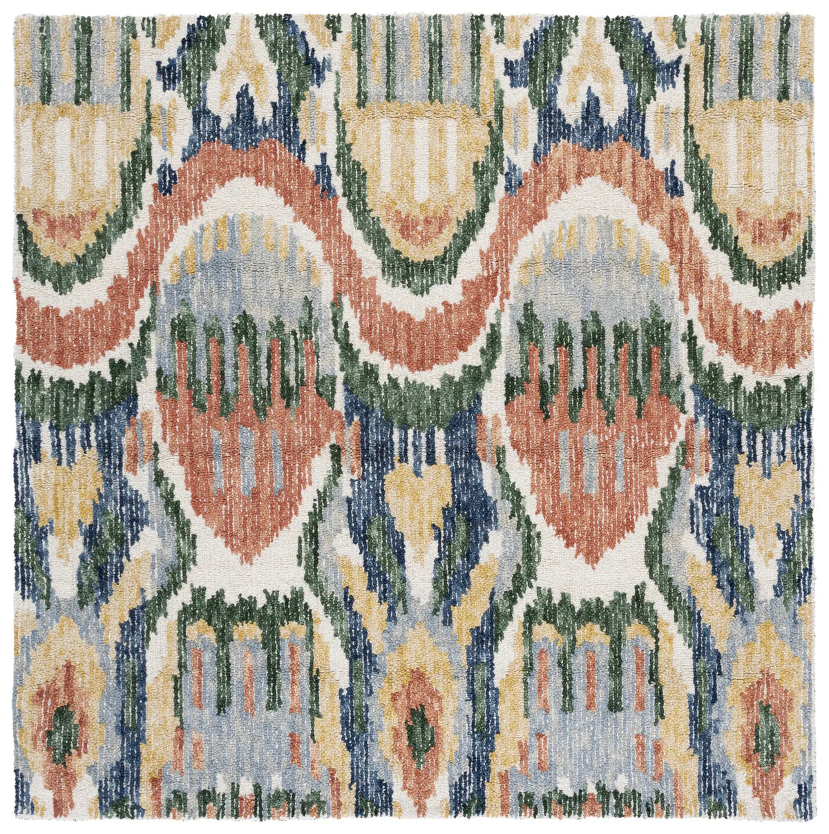 Safavieh Ikat 6'-0" x 6'-0" Rug in Green / Rust