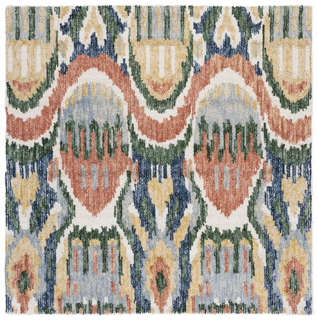 Safavieh Ikat 6'-0" x 6'-0" Rug in Green / Rust