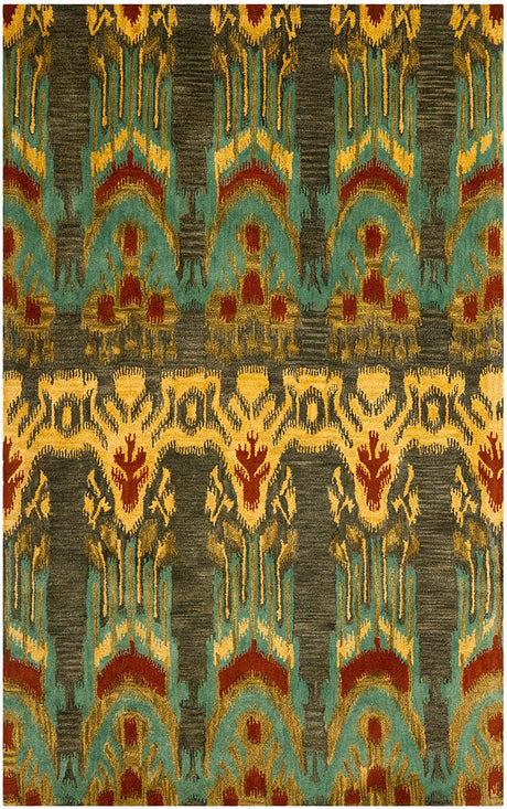 Safavieh Ikat Ikt464B Olive / Gold Rugs - Safavieh - ikt464b - 2