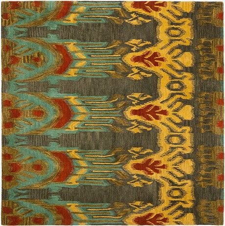 Safavieh Ikat Ikt464B Olive / Gold Rugs - Safavieh - ikt464b - 6sq