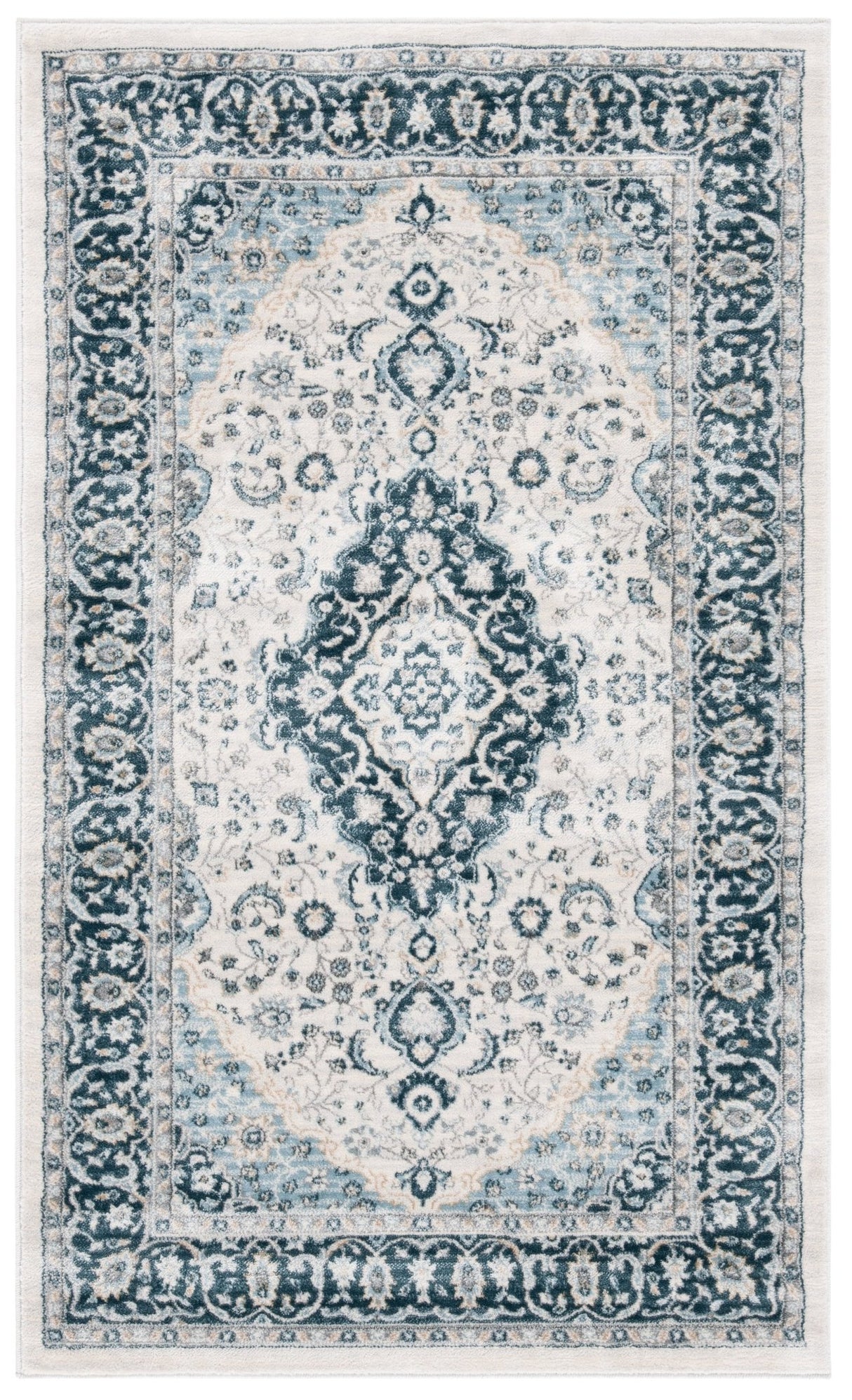 Safavieh Isabella Isa919A Cream/Dark Blue Rug - Safavieh - isa919a - 4sq