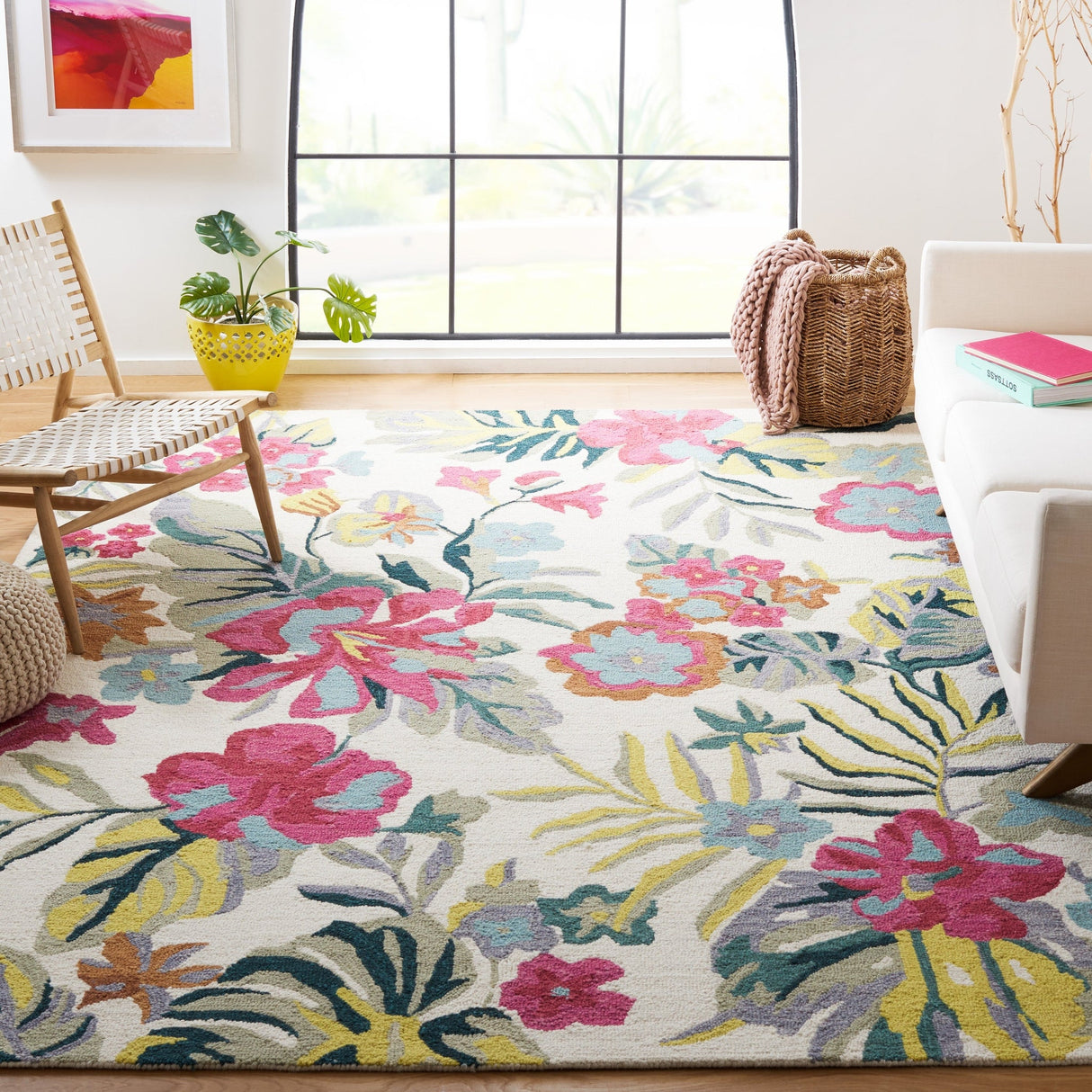 Safavieh Jardin Jar151A Ivory/Pink Rug - Safavieh - jar151a - 6r