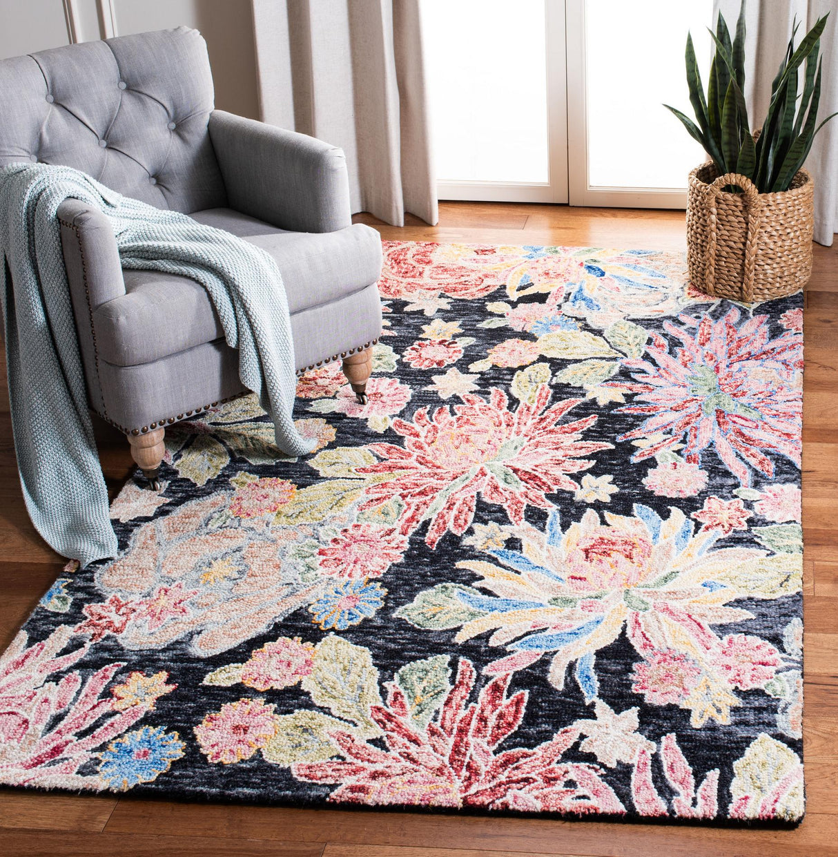 Safavieh Jardin Jar251H Charcoal/Red Rugs - Safavieh - jar251h - 3