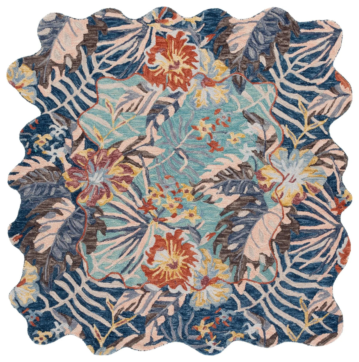 Safavieh Jardin 6'-0" x 6'-0" Rug in Navy / Turquoise