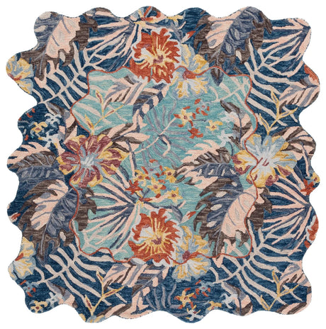 Safavieh Jardin 6'-0" x 6'-0" Rug in Navy / Turquoise
