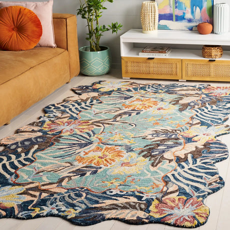 Safavieh Jardin 4'-0" x 6'-0" Rug in Navy / Turquoise