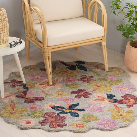 Safavieh Jardin 4'-0" x 4'-0" Rug in Light Blue / Yellow