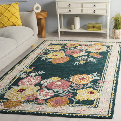 Safavieh Jardin 4'-0" x 6'-0" Rug in Dark Green / Pink