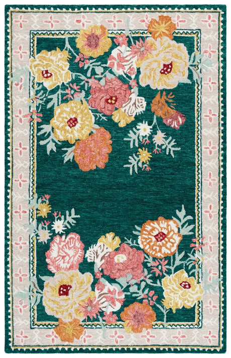 Safavieh Jardin 4'-0" x 6'-0" Rug in Dark Green / Pink