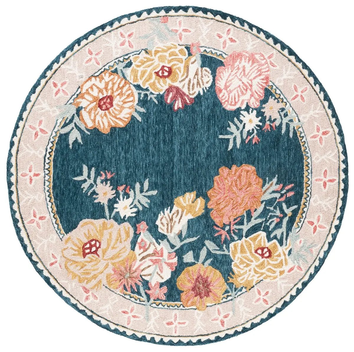 Safavieh Jardin 6'-0" x 6'-0" Rug in Dark Green / Pink