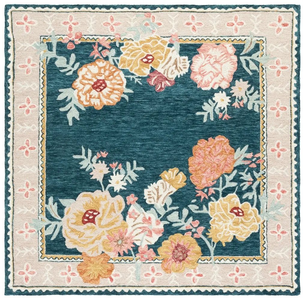 Safavieh Jardin 6'-0" x 6'-0" Rug in Dark Green / Pink