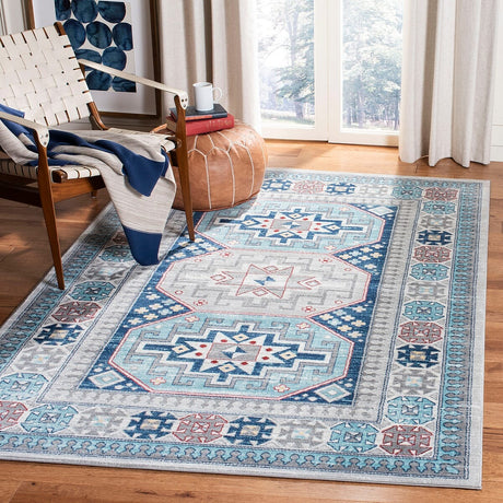 Safavieh Kazak Kzk120G Grey / Blue Rugs - Safavieh - kzk120g - 4