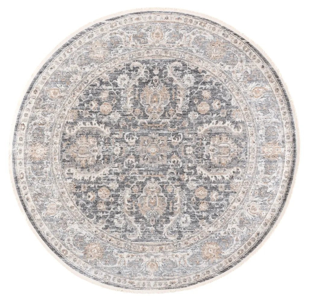 Safavieh Kendal 6'-7" x 6'-7" Rug in Dark Grey / Ivory Beige