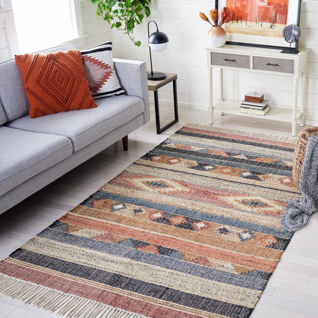 Safavieh Kilim Klm177M Blue/Rust Rug - Safavieh - klm177m - 3