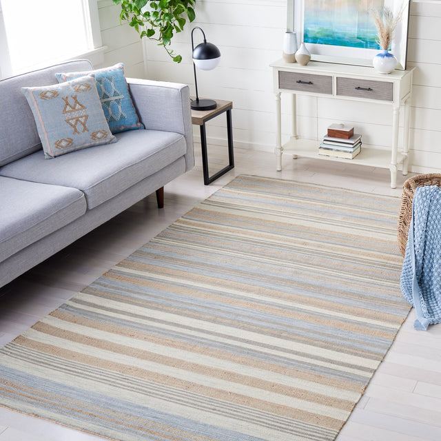 Safavieh Kilim Klm461L Natural/Light Blue Rug - Safavieh - klm461l - 3