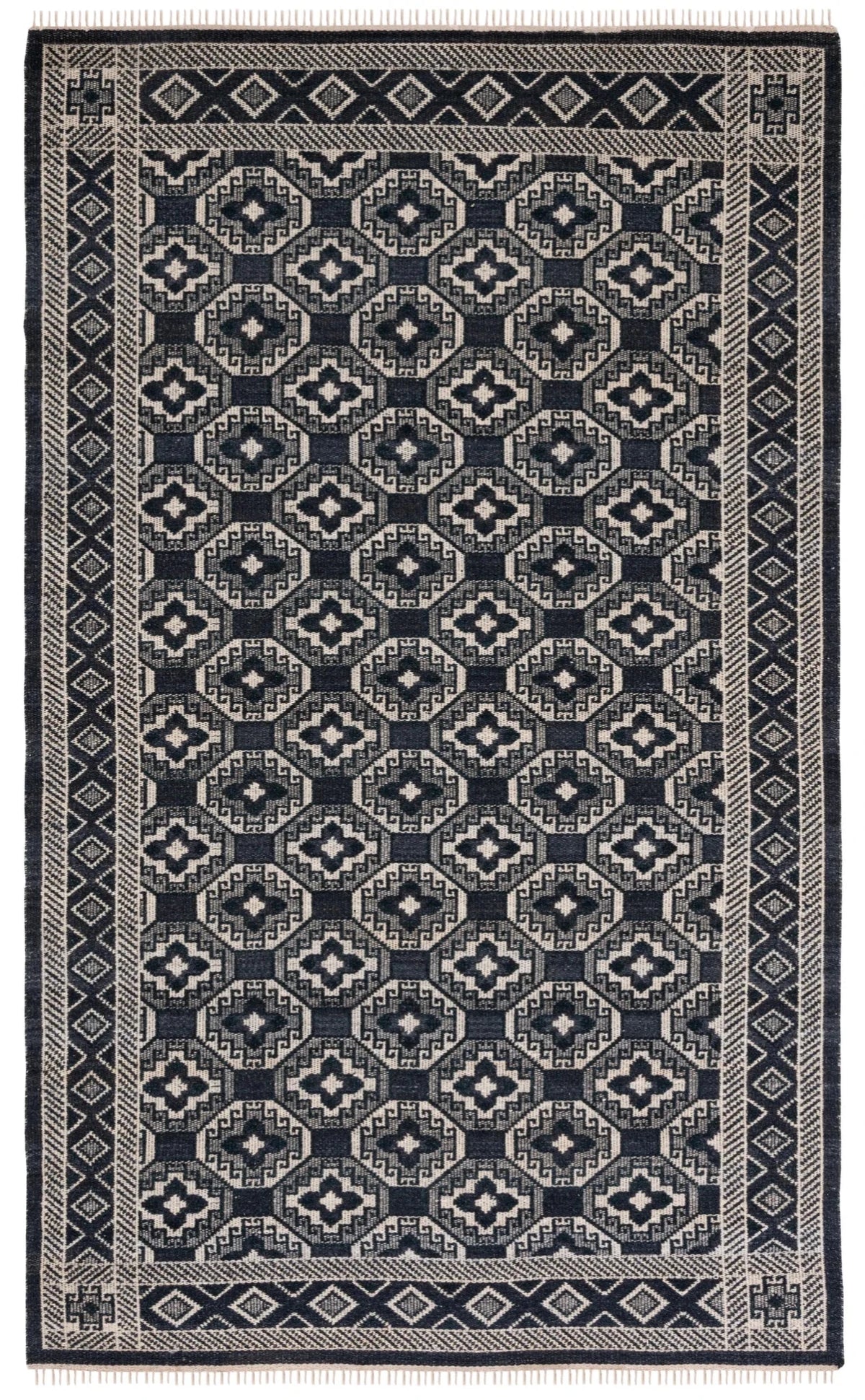 Safavieh Kilim 4'-0" x 6'-0" Rug in Black / Ivory