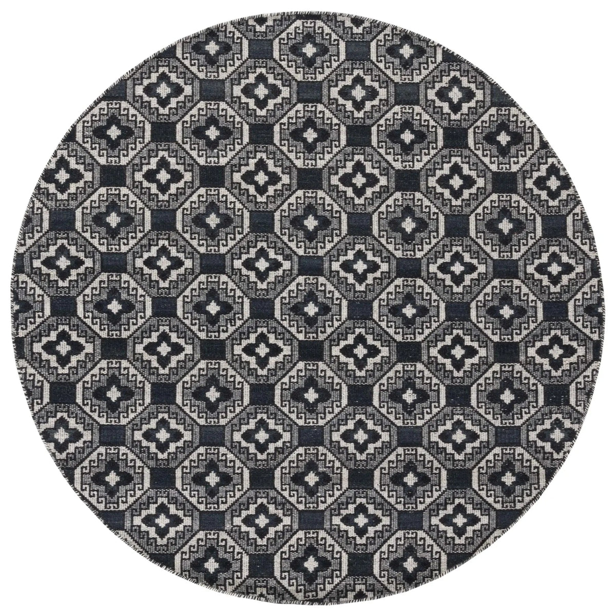 Safavieh Kilim 6'-0" x 6'-0" Rug in Black / Ivory