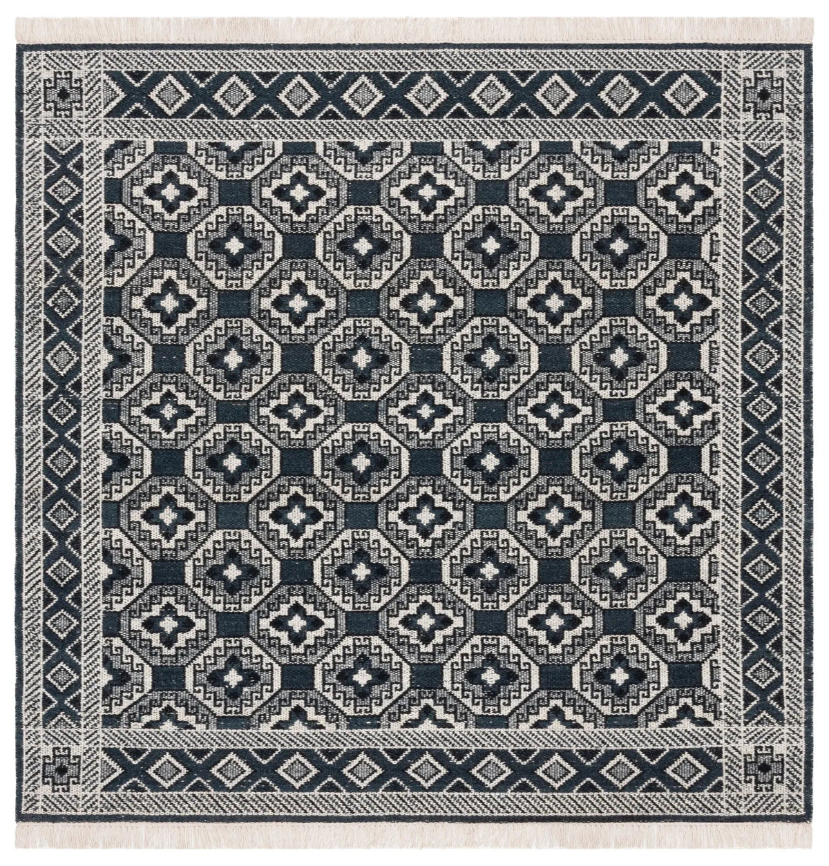 Safavieh Kilim 6'-0" x 6'-0" Rug in Black / Ivory