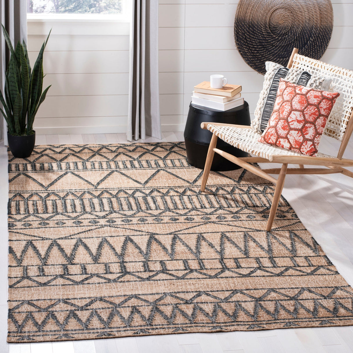 Safavieh Kilim Klm752A Natural/Charcoal Rugs - Safavieh - klm752a - 4