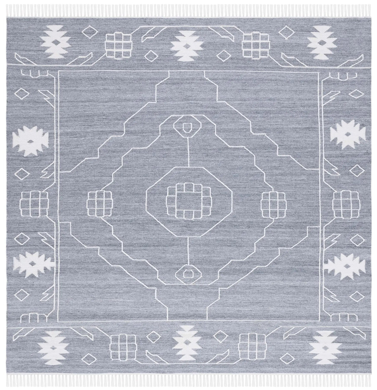 Safavieh Kilim 7'-0" x 7'-0" Rug in Dark Grey / Ivory