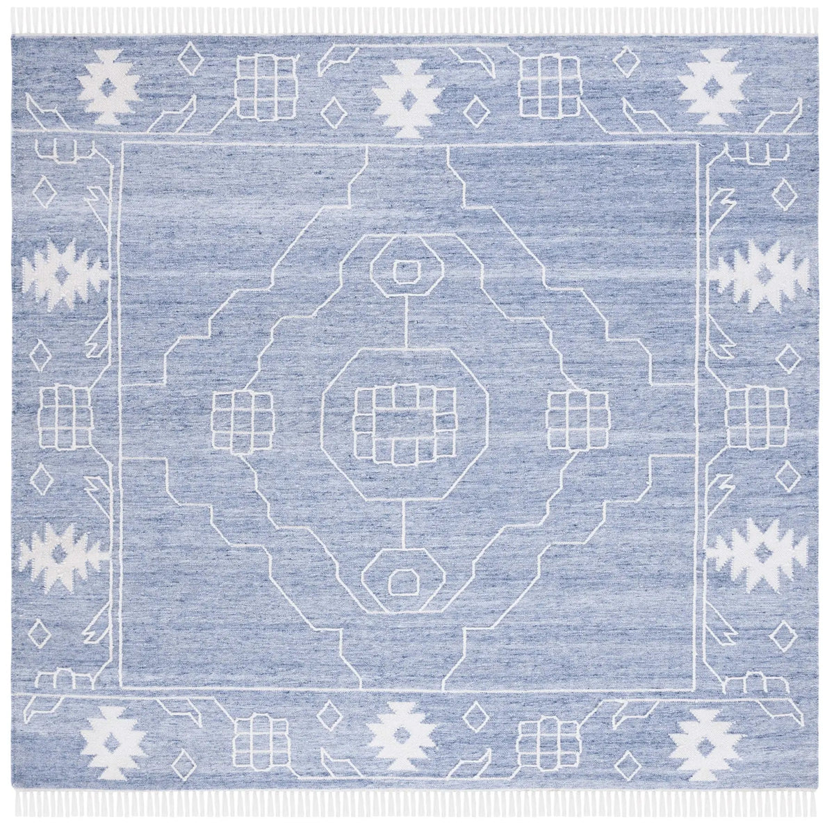 Safavieh Kilim 7'-0" x 7'-0" Rug in Blue / Ivory