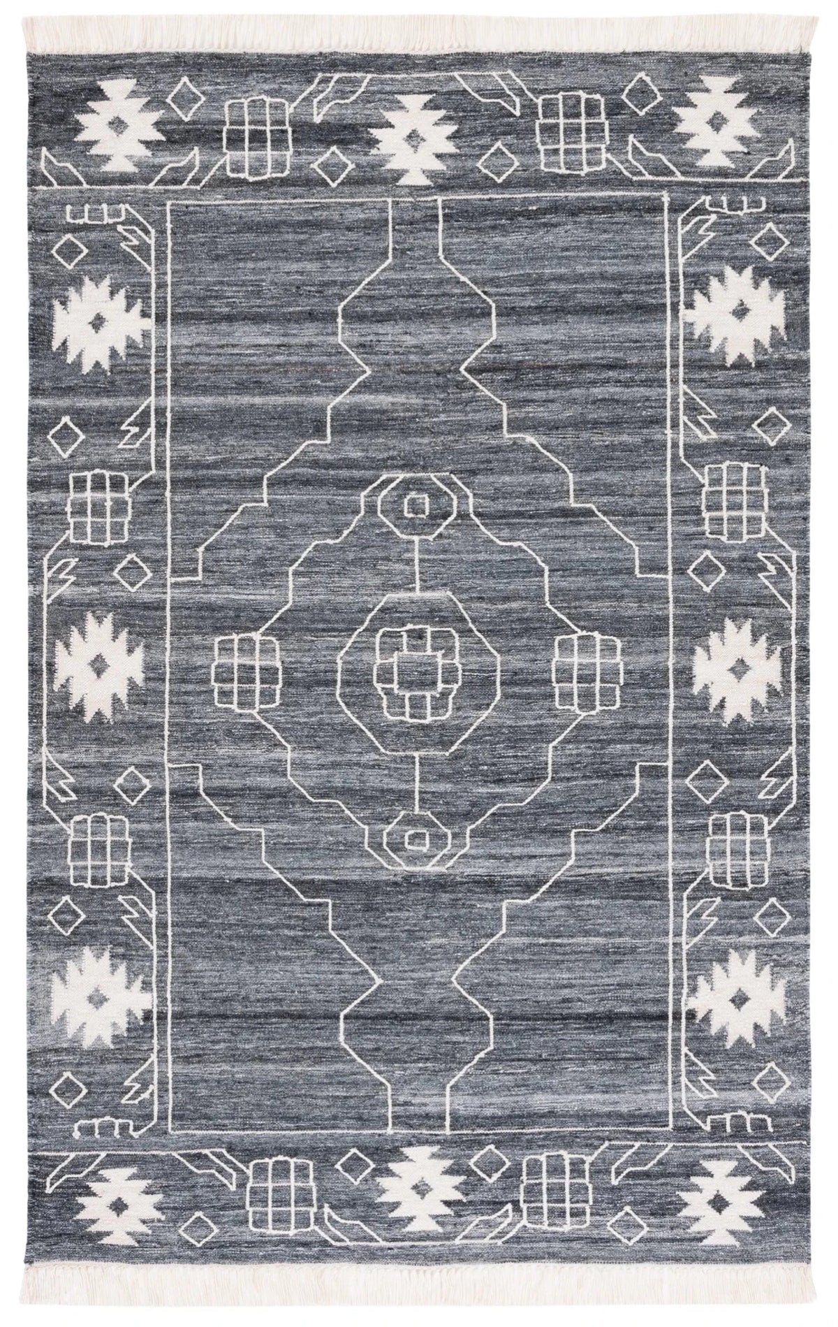 Safavieh Kilim 4'-0" x 6'-0" Rug in Black / Ivory