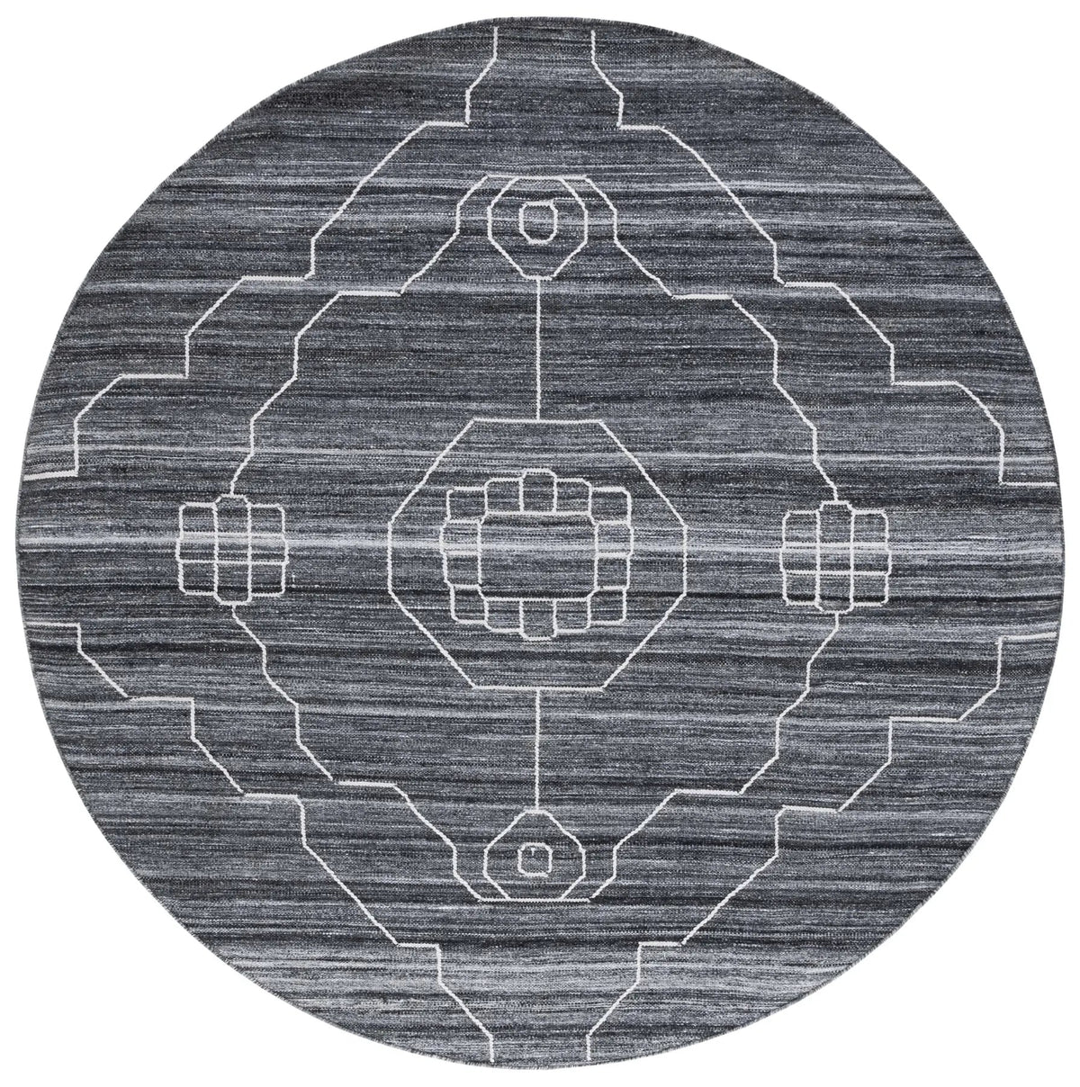 Safavieh Kilim 7'-0" x 7'-0" Rug in Black / Ivory