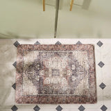 Safavieh Kitchen Mat 100 1'-6" x 2'-0" Rug in Ivory / Purple