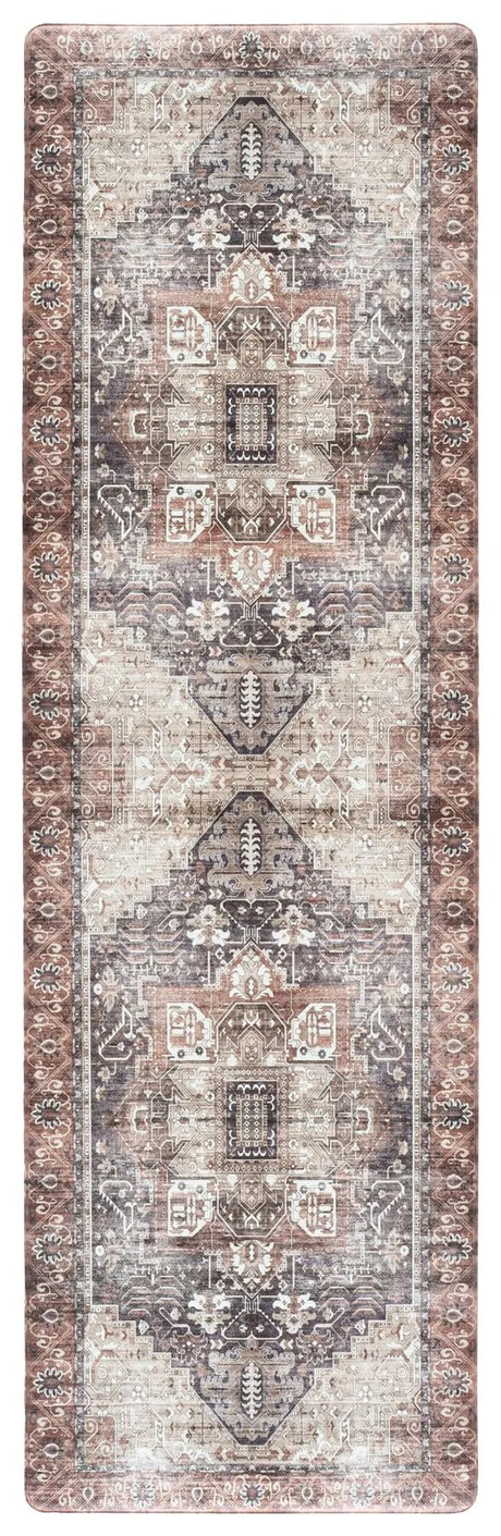 Safavieh Kitchen Mat 100 1'-6" x 5'-0" Rug in Ivory / Purple