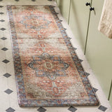 Safavieh Kitchen Mat 100 1'-6" x 5'-0" Rug in Rust / Aqua