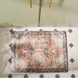Safavieh Kitchen Mat 100 1'-6" x 2'-0" Rug in Rust / Aqua