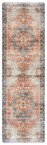 Safavieh Kitchen Mat 100 1'-6" x 5'-0" Rug in Rust / Aqua