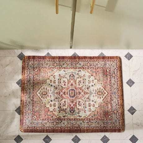 Safavieh Kitchen Mat 100 1'-6" x 2'-0" Rug in Ivory / Rust