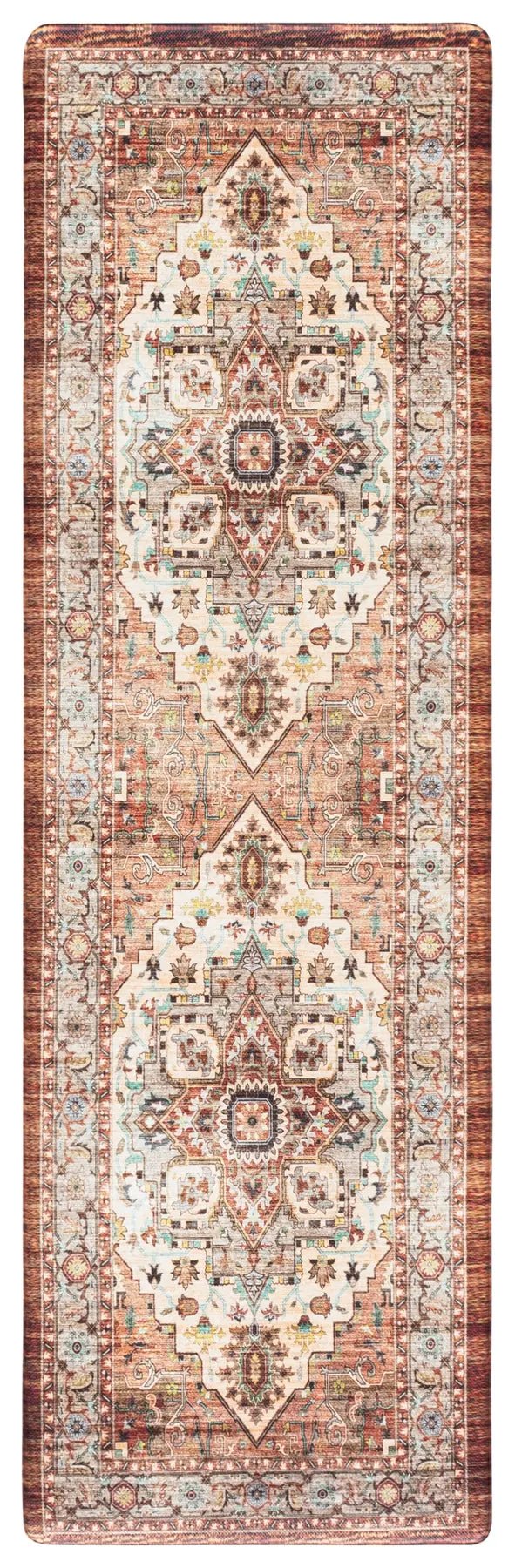Safavieh Kitchen Mat 100 1'-6" x 5'-0" Rug in Ivory / Rust