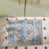Safavieh Kitchen Mat 100 1'-6" x 2'-0" Rug in Beige / Blue