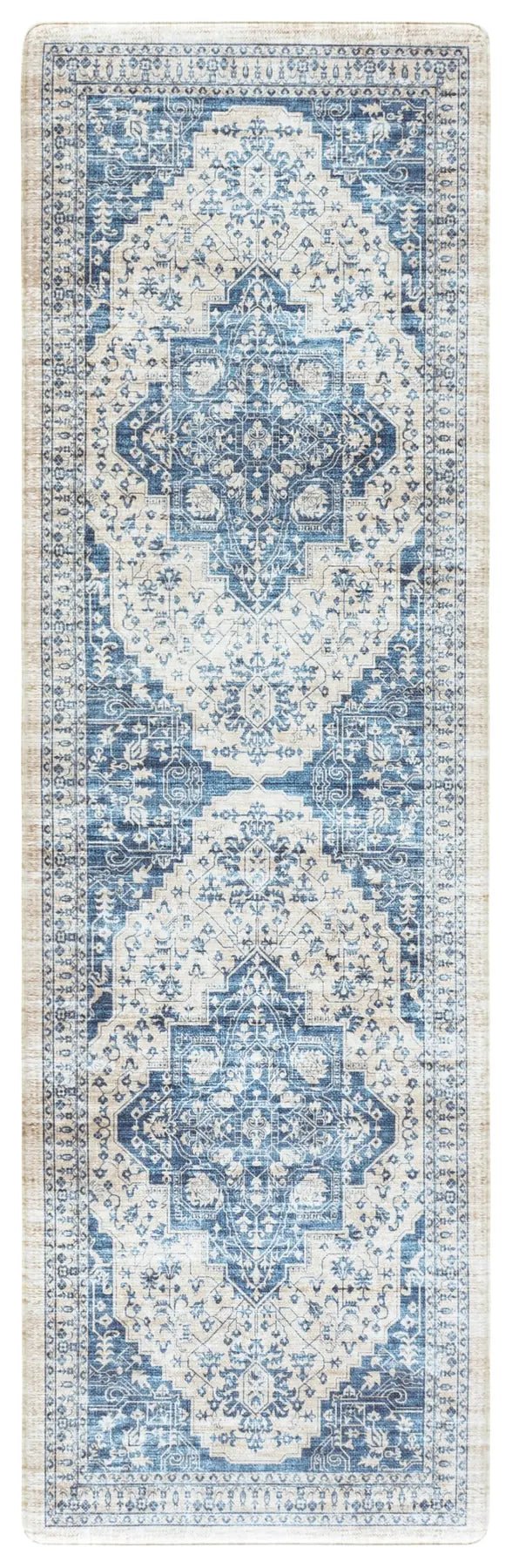 Safavieh Kitchen Mat 100 1'-6" x 5'-0" Rug in Beige / Blue